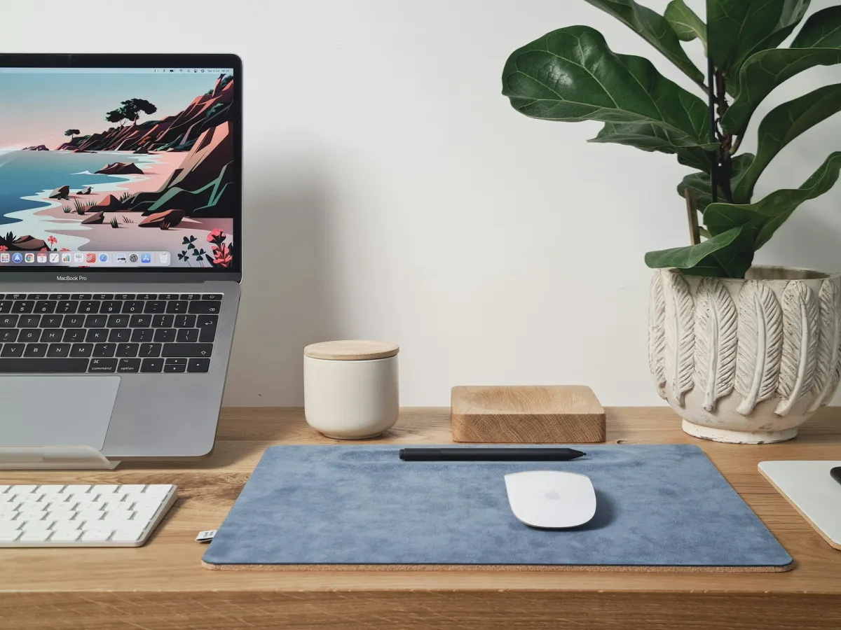 Branded mouse mat on an office desk
